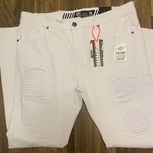 Men's White Distressed Jeans